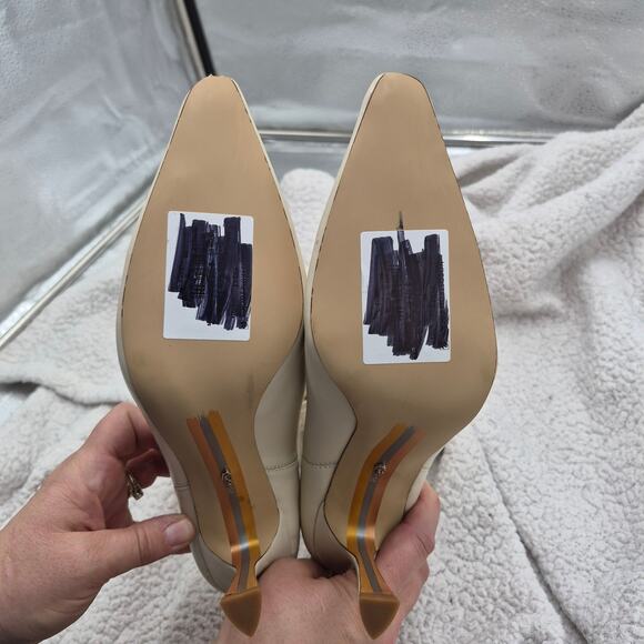 NEW SAM EDELMAN Moe Embroidered Leather Pointed Toe Heel Ankle Boot White sz 10 - Picture 5 of 7